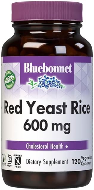 Bluebonnet Nutrition Red Yeast Rice 600 mg, Heart Health*, Non-GMO, Vegan, Kosher Certified, Gluten-Free, Soy-Free, Dairy-Free, 120 Vegetable Capsules, 120 Servings - Product Image
