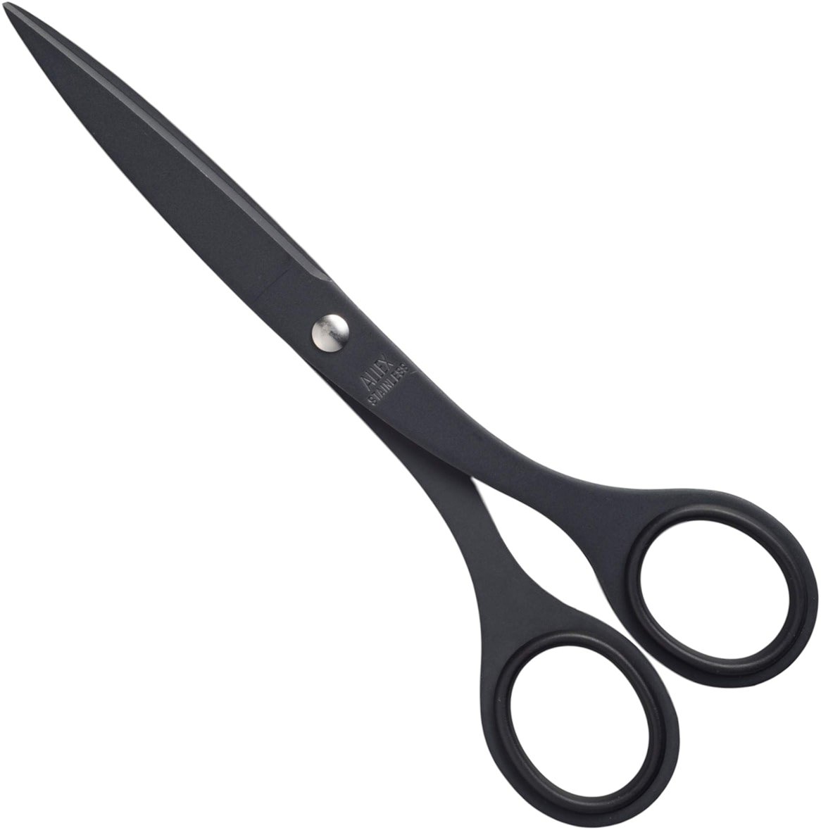 ALLEX Non-Stick Black Office Scissors 6.5" - Japanese All-Purpose Scissors for Desk, Home, and School Use, All-Metal Japanese Stainless Steel Design - Black - Made in Japan - Product Image