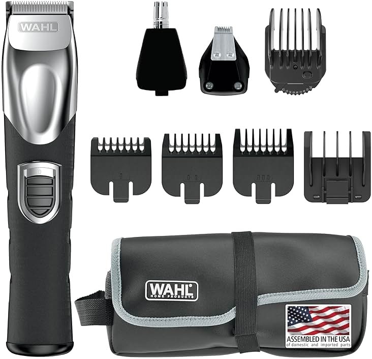 Wahl USA Rechargeable Lithium Ion All in One Beard Trimmer for Men with Detail and Ear & Nose Hair Trimmer Attachment – Model 9854-600B - Product Image