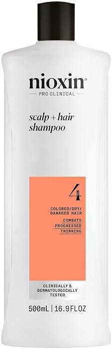 Nioxin System 4 Scalp + Hair Thickening Shampoo for Colored, Dry, & Damaged Hair with Progressed Thinning | Maintain Vibrant Color | Cleanse, Nourish & Boost Hair Density with Niacinamide & Biotin - Product Image