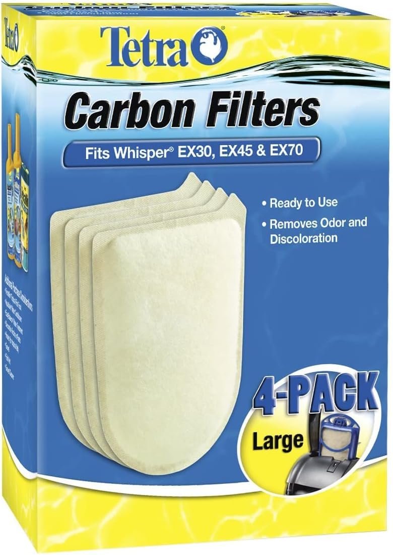 Tetra Whisper EX Carbon Large Round Filter Cartridges, 4 Count, Fits Tetra Whisper EX 30, 45, 70 Fish Tank Filters - Product Image