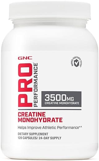 GNC Pro Performance Creatine Monohydrate Supplement Capsules for Men & Women, 3.5g, Improves Muscle Building, Energy Production, Endurance & Performance, 3rd Party Tested, Gluten Free, 120 Count, 24 - Product Image