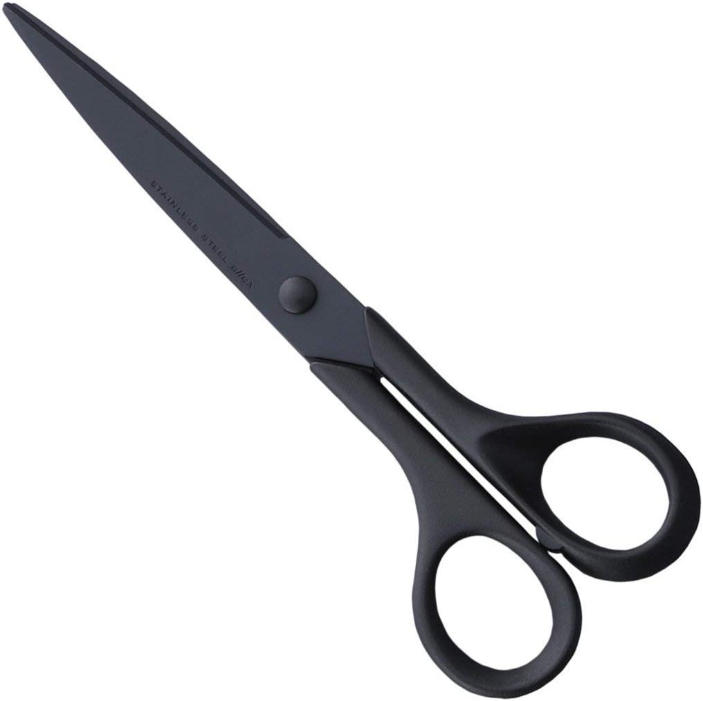 ALLEX Black Scissors All Purpose Sharp Japanese Stainless Steel Blade, Non-Sticking Fluorine Coating Blade for Adhesive Tape, Made in JAPAN - Product Image