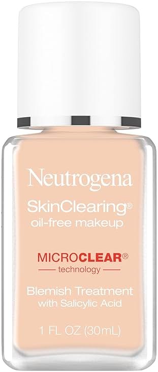 Neutrogena SkinClearing Oil-Free Acne and Blemish Fighting Liquid Foundation with.5% Salicylic Acid Acne Medicine, Shine Controlling Makeup for Acne Prone Skin, 40 Nude, 1 fl. oz - Product Image