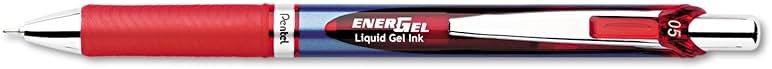 Pentel Gel Pen, Retractable/Refillable, Needle Tip, 0.5mm, (PENBLN75B), Blue Body with Red Accent - Product Image