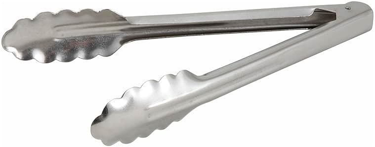 Winco 9" Stainless Steel Utility Tongs, Heavyweight - Product Image