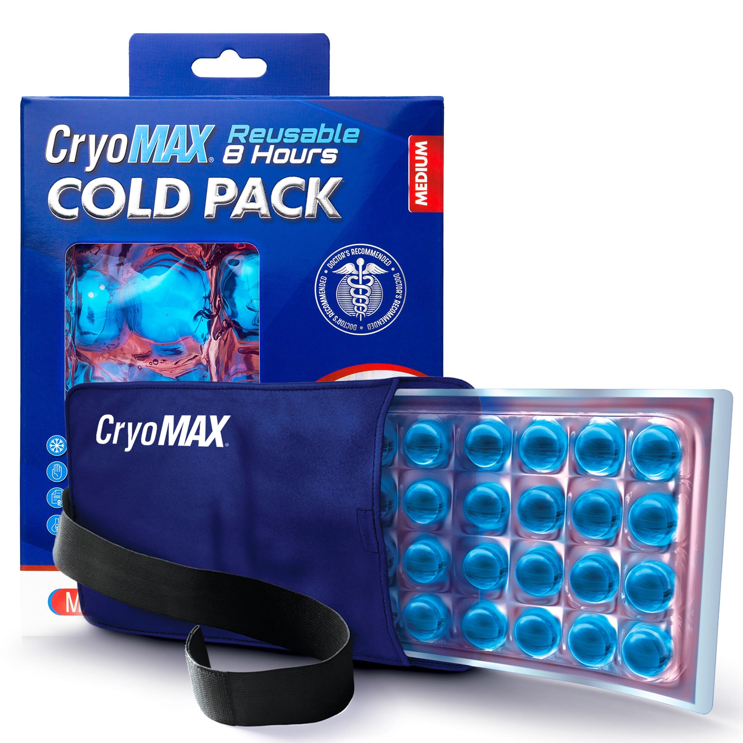 Cryo-Max Cold Pack, 8 Hour Reusable Cold Therapy Ice Pack for Elbows, Knees, Neck + More, Medium, 6" x 12" (1 Count) - Product Image