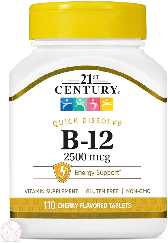 21st Century B-12 2500 mcg Quick Dissolve, Energy Support, Cherry, 110 Ct - Product Image
