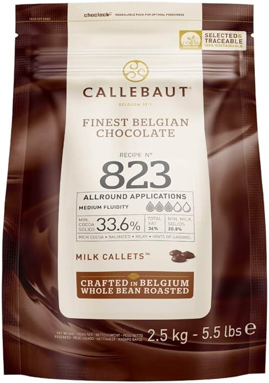 Belgian Milk Chocolate Baking Callets (Chips) - 33.6% - 1 bag, 5.5 lbs - Product Image
