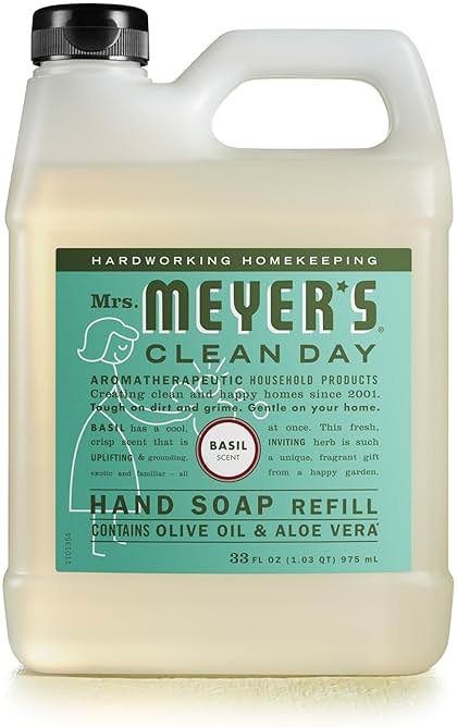 MRS. MEYER'S CLEAN DAY Hand Soap Refill, Made with Essential Oils, Basil, 33 fl. oz - Product Image