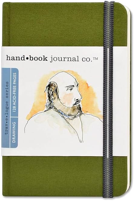 Speedball Travelogue Pocket Portrait Sketchbook - 5.5" x 3.5" Artist Journal, 128 Sheets Buff Drawing Paper, Cadmium Green Cover - Product Image