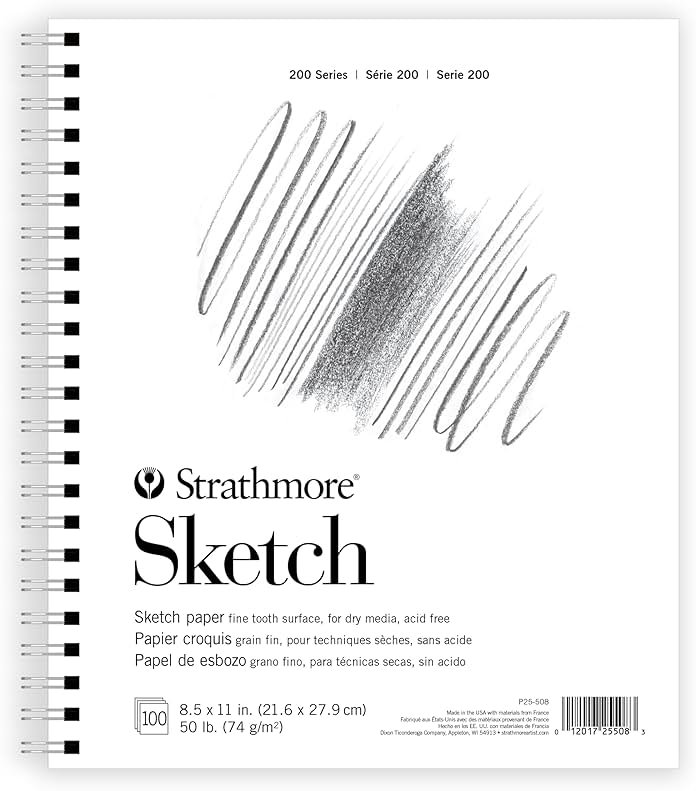 Strathmore 200 Series Sketch Pad, 8.5x11 inch, 100 Sheets, Side Wire - Artist Sketchbook for Drawing, Illustration, Art Class Students - Product Image