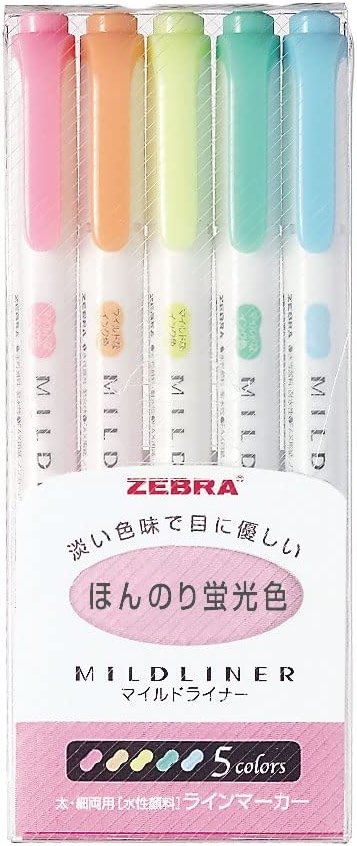 ZEBRA MILD LINER, Double Sided Highlighter, 5 Set (WKT7-5C) - Product Image