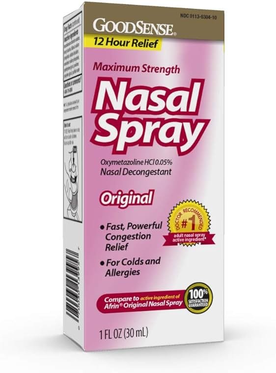 GoodSense Maximum Strength Nasal Spray, Fast Powerful Congestion Relief For Colds and Allergies, 1 Fluid Ounce - Product Image
