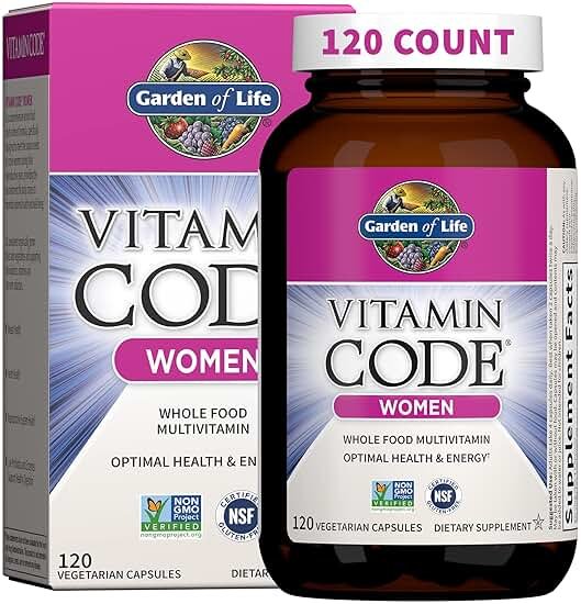 Garden of Life Multivitamin for Women, Vitamin Code Women's Multi - Whole Food Womens Multi Vitamins, Iron, Folate not Folic Acid, Vitamin A and Probiotics for Womens Energy, 120 Vegetarian Capsules - Product Image