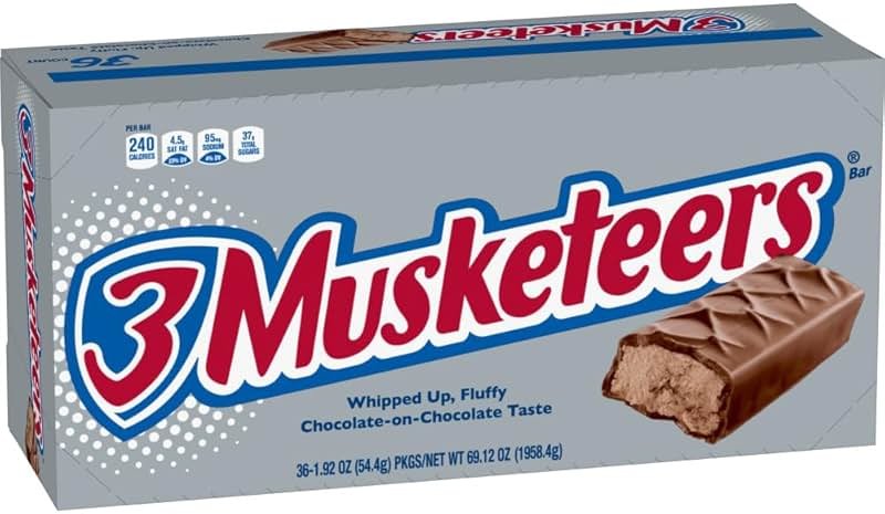 3 MUSKETEERS Milk Chocolate Candy Bars, Full Size, 36 Ct Bulk Candy Box - Product Image
