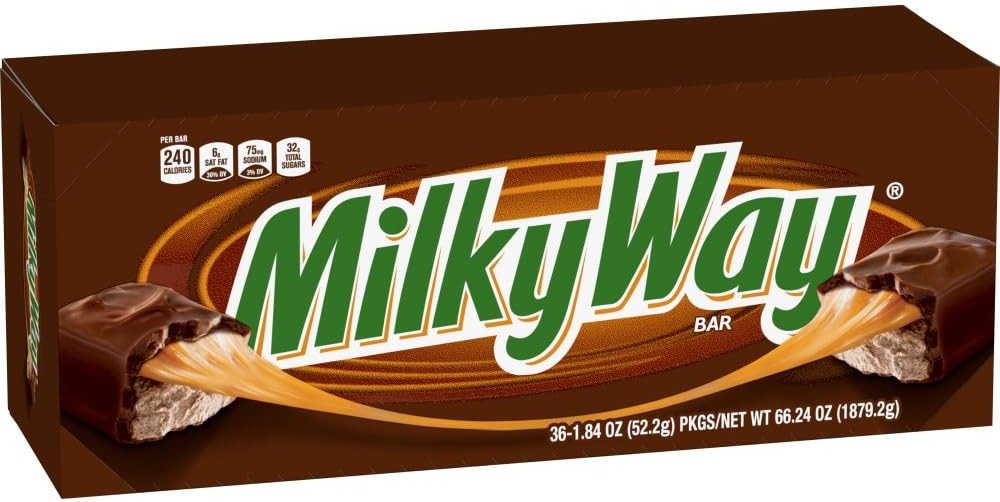 Milky Way Milk Chocolate Candy Bars, Full Size Bulk Box, 36 ct, Delicious Chocolate Bars for Sharing and Party Favors - Product Image