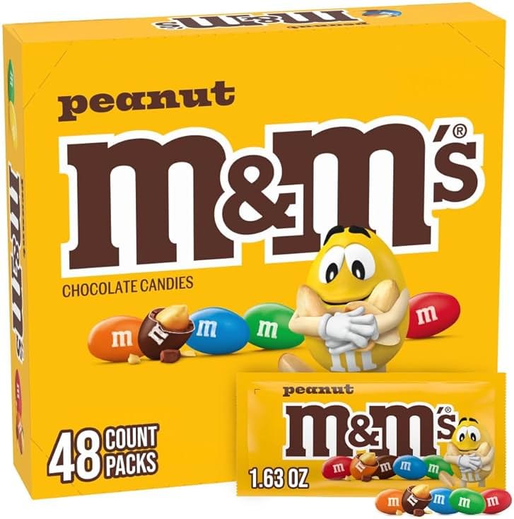 M&M'S Peanut Chocolate Candy, Full Size 1.74 oz Bag, Pack of 48 Bulk Candy Chocolate - Product Image