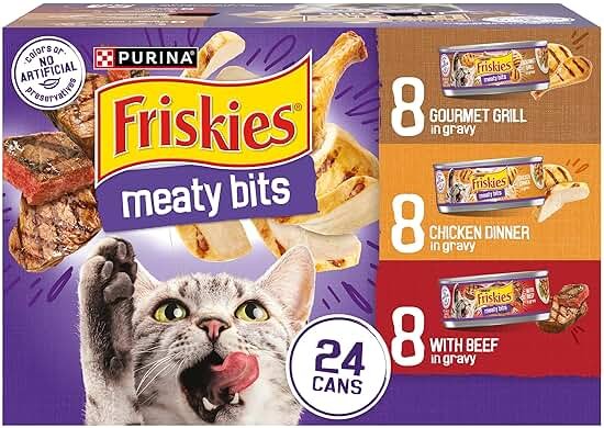 Purina Friskies Gravy Wet Cat Food Variety Pack, Meaty Bits - (Pack of 24) 5.5 oz. Cans - Product Image