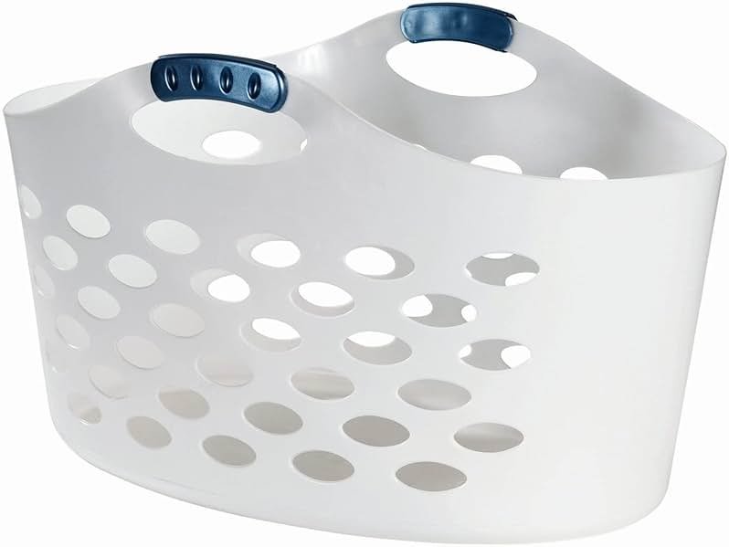Rubbermaid 1.5 Bushel Capacity Durable Versatile Flex N Carry Portable Flexible Laundry Basket With Convenient Carrying Handles, White, Organization and Storage for Laundry/Garage/Home - Product Image