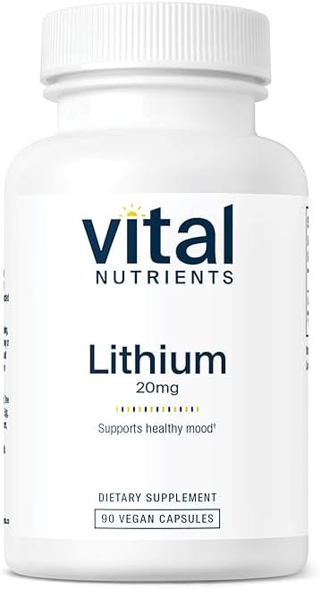 Vital Nutrients Lithium Orotate - Vegan Supplements for Memory, State of Mind, and Behavioral Health* - 20mg - Gluten, Dairy, Soy Free - 90 Capsules - Product Image