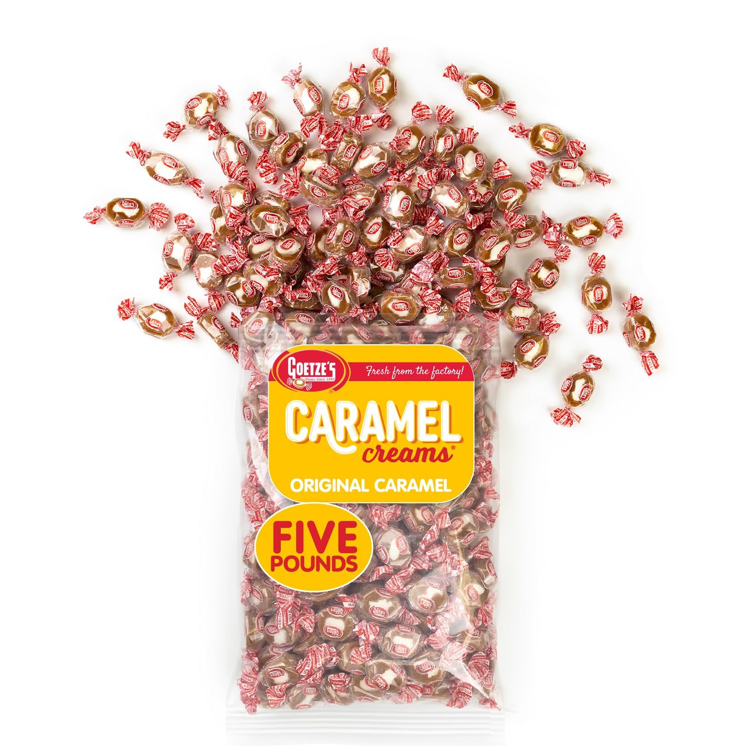 Goetze's Candy Vanilla Caramel Creams - 5 Pound Bag (80 Ounces) - Fresh from the Factory - Product Image