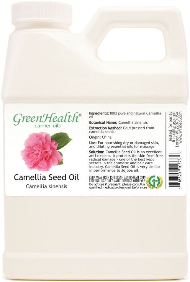 Camellia Seed Oil – 100% Pure & Natural Carrier Oil – Cold Pressed, Unrefined – 16 fl oz White Plastic Jug – for Skin, Hair, Massage, and DIY Formulations – External Use Only - Product Image