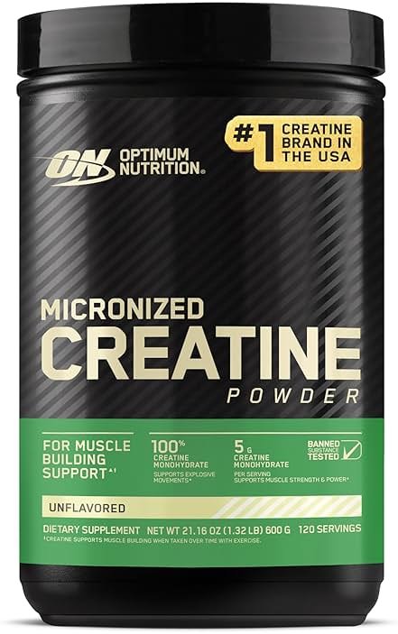 Optimum Nutrition Micronized Creatine Monohydrate Powder, Unflavored, 120 Servings, 600 Grams (Packaging May Vary) - Product Image