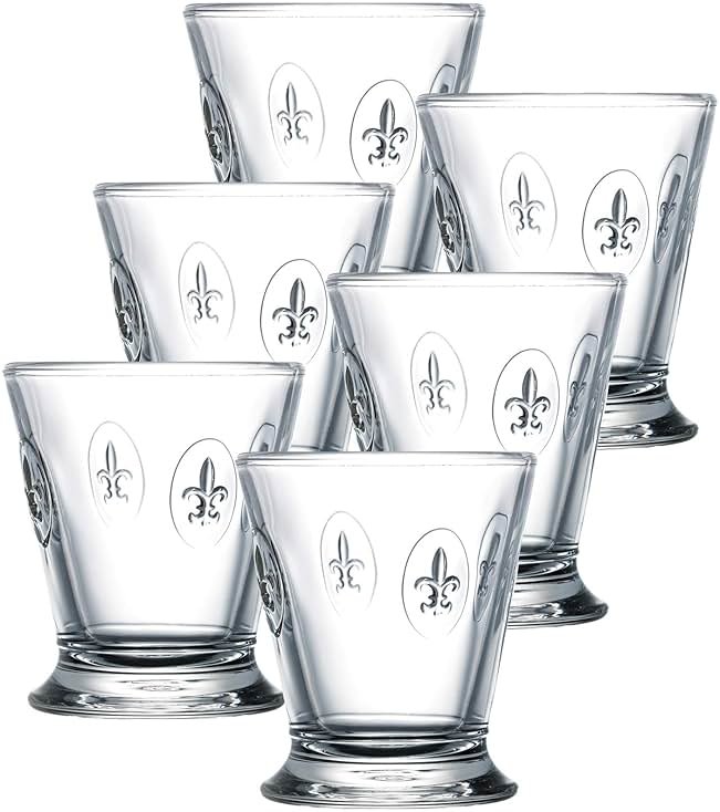 La Rochere Fleur De Lys Glass Tumbler Set of 6 – Classic French Drinking Glasses with Embossed Royal Lily Motif – Pressed Glass Tumblers for Water, Juice & Everyday Entertaining (8.5 Oz) - Product Image