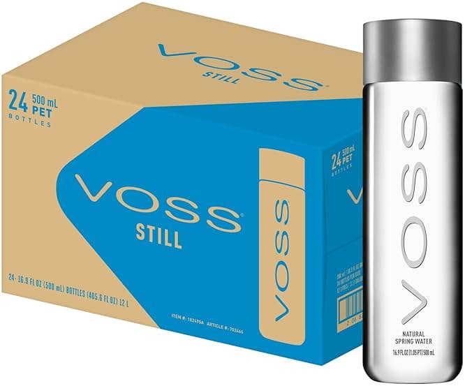 VOSS Premium Still Bottled Natural Water - BPA-Free - High Grade PET - Recyclable Plastic - Pure Drinking Water with Unique & Iconic Bottle Design - 24 Pack - Product Image