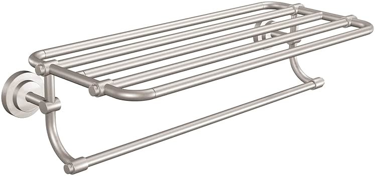 Moen DN0794BN Iso 24-Inch Wide Bathroom Hotel-Style Towel Shelf with Towel Bar, Brushed Nickel - Product Image