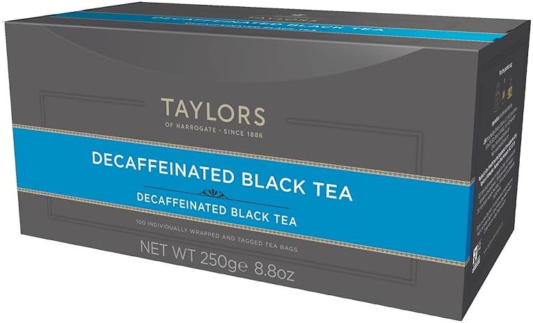 Taylors of Harrogate Decaffeinated Breakfast, Black Tea, Individually Wrapped Bags, 100 Count (Pack of 1), Rich, Bright & Balanced, Decaffeinated, Enjoy Hot or Iced, 100 Teabags - Product Image