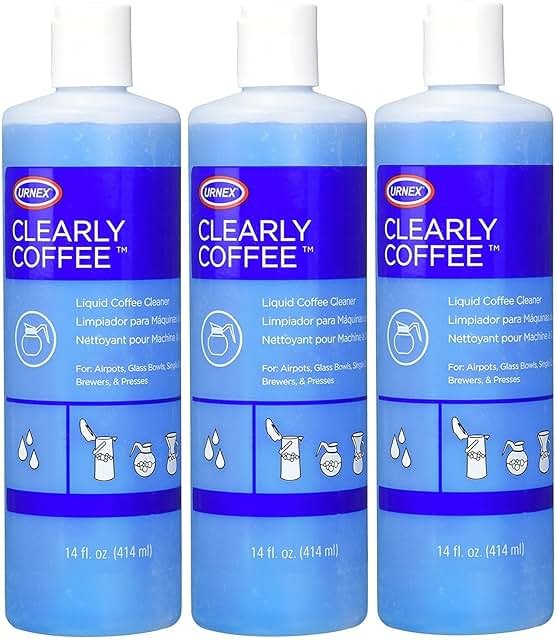 Urnex Clearly Coffee Pot Cleaner - 3 Pack - Made in the USA - French Press Liquid Cleaner for Glass Bowls Airpots Satellite Brewers and Thermal Servers Removes Coffee Oils - Product Image