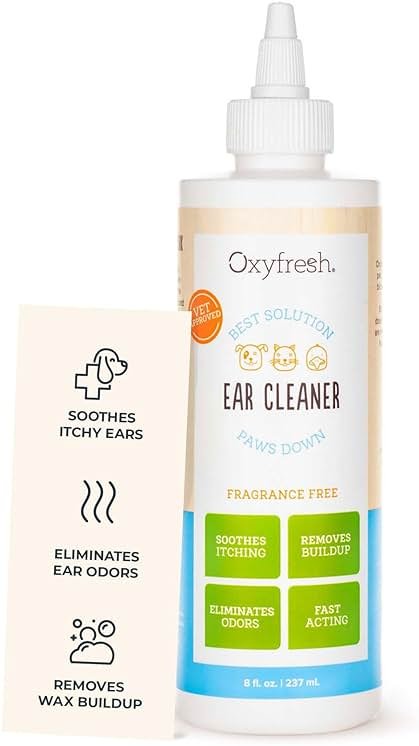 Oxyfresh Advanced Pet Ear Cleaner - Best Dog and Cat Ear Cleaning Solution - Helps with Yeast, Wax, Dirt & Itchy Ear Canal - Cleaning, Soothing, & Sting-Free Dog Ear Wash & Cat Ear Rinse - 8oz - Product Image