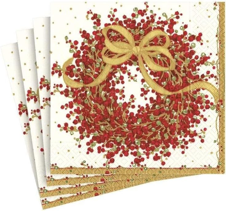 Caspari Entertaining Pepper Berry Cocktail Napkins, Red, 20-Pack - Product Image