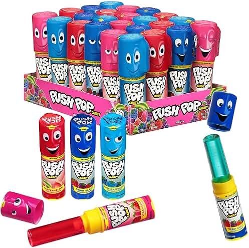 Push Pop Halloween Candy Variety Pack, 24Ct Bulk Individually Wrapped Lollipops for Party Favors in Assorted Flavors, Full Size, Fun Hard Candy For Birthday, Trick or Treat, Halloween Bowls, Gifts - Product Image