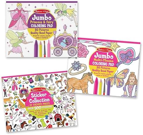 Melissa & Doug Sticker Collection and Coloring Pads Set: Princesses, Fairies, Animals, and More Kids Arts and Crafts, Sticker Books, Coloring Books for Kids Ages 3+ - FSC Certified - Product Image