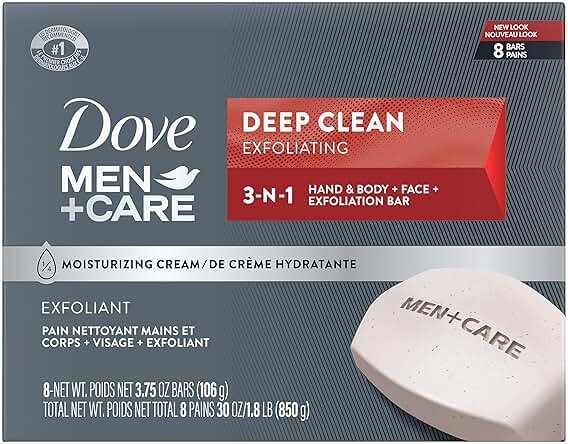 Dove Men+Care Men's Bar Soap Deep Clean 8 Bars More Moisturizing Than Bar Soap Effectively Washes Away Bacteria, Nourishes Your Skin 3.75 oz - Product Image