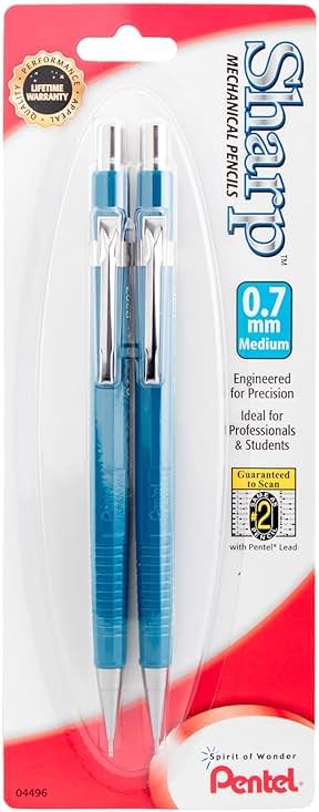 Pentel Sharp Automatic Pencil, (0.7mm), Blue Barrels, Pack of 2 (P207BP2-K6) - Product Image