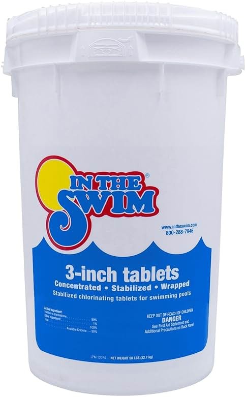 In The Swim 3 Inch Stabilized Chlorine Tablets for Sanitizing Swimming Pools - Individually Wrapped, Slow Dissolving - 90% Available Chlorine - Tri-Chlor - 50 Pounds - Product Image