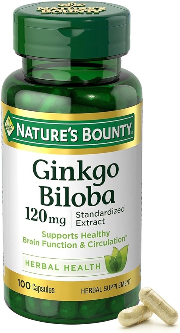 Nature's Bounty Ginkgo Biloba Capsules 120mg, Memory Support Supplement, Supports Brain Function and Mental Alertness, 100 Capsules - Product Image