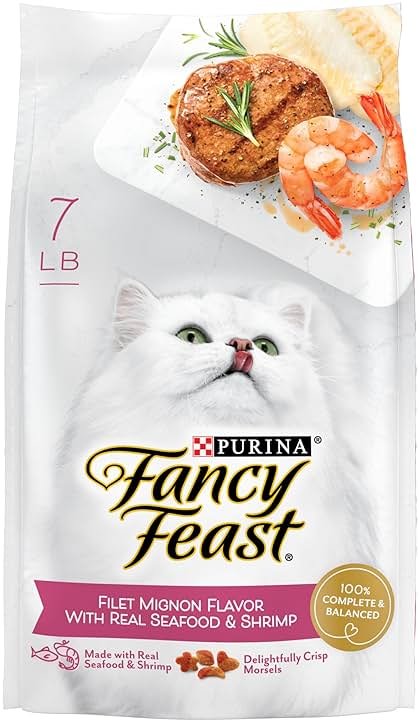 Fancy Feast Purina Filet Mignon Flavor with Real Seafood & Shrimp Dry Cat Food (7 Pound (Pack of 1)) - Product Image