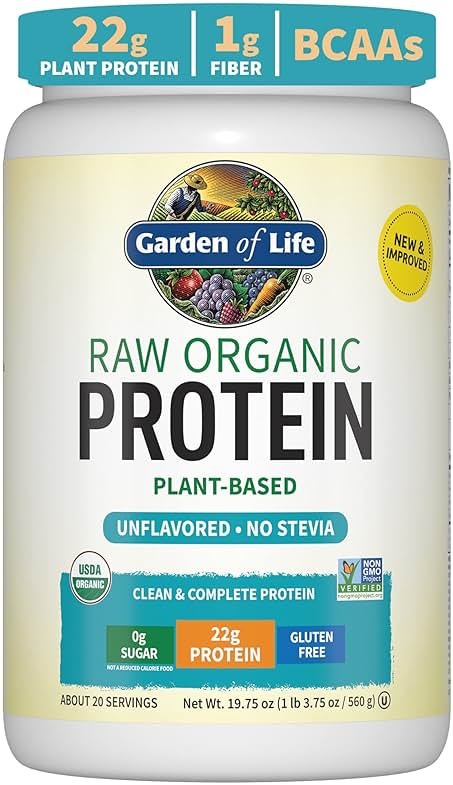 Garden of Life Organic Vegan Protein Powder, Plant Based & BCAAs, Organic Protein Powder with Probiotics & Enzymes, Non-GMO, Gluten-Free Lactose Free 1.2 LB - Product Image