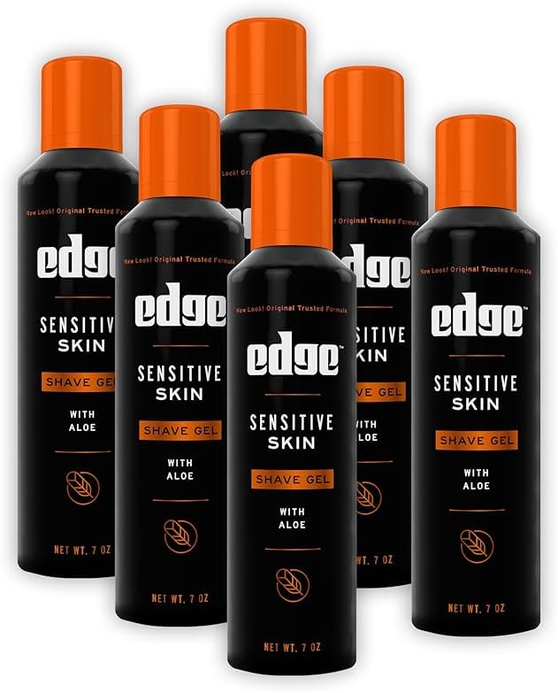 Edge Shaving Gel for Men, Sensitive Skin with Aloe, 6 Pack, Moisturizes, Protects, Soothes, Reduces Skin Irritation - Product Image