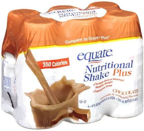 Equate Chocolate Nutritional Shake Plus, 350 Calories, 6 Shakes, 1.5-quart Box (Pack of 2) - Product Image