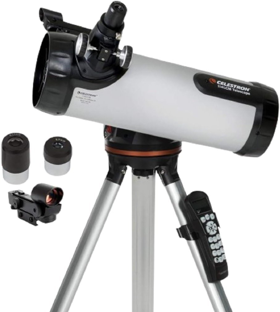 Celestron - 114LCM Computerized Newtonian Telescope - Telescopes for Beginners - 2 Eyepieces - Full-Height Tripod - Motorized Altazimuth Mount - Large 114mm Newtonian Reflector - Product Image