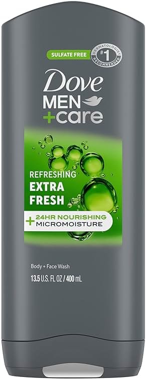 DOVE Men + Care Body Wash and Face for Fresh, Healthy-Feeling Skin Extra Fresh Cleanser That Effectively Washes Away Bacteria While Nourishing Your 13.5 oz - Product Image