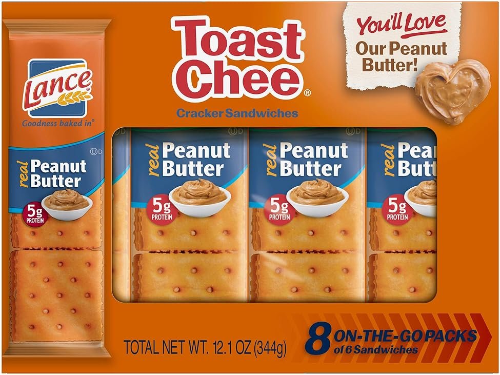 Lance Toast Chee Crackers with Real Peanut Butter, 6 Crackers/pack (8 Pack Tray) 12 Oz. Net - Product Image