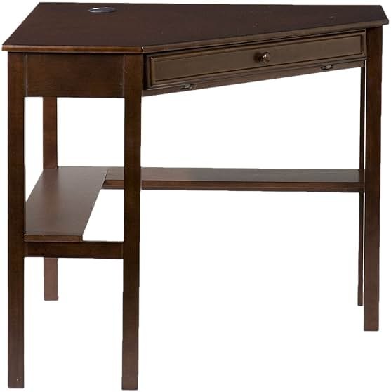SEI Furniture - Wardboro Corner Computer Desk - Espresso - Transitional Design, Brown Finish - Ideal for Home Office, Bedroom (HO6644) - Product Image