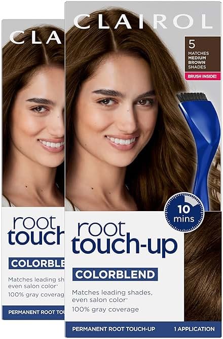 Clairol Root Touch-Up by Nice'n Easy Permanent Hair Dye, 5 Medium Brown Hair Color | 100% Gray Coverage | Easy Brush Application | Matches Professional Salon Shades | Pack of 2 - Product Image